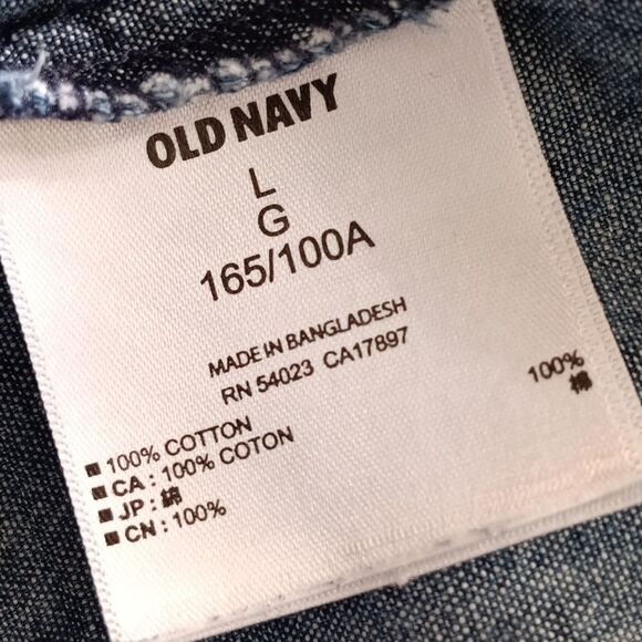 Old Navy Blue Polka Dot longsleeve button-down Blouse western, beach sz L - Picture 9 of 12